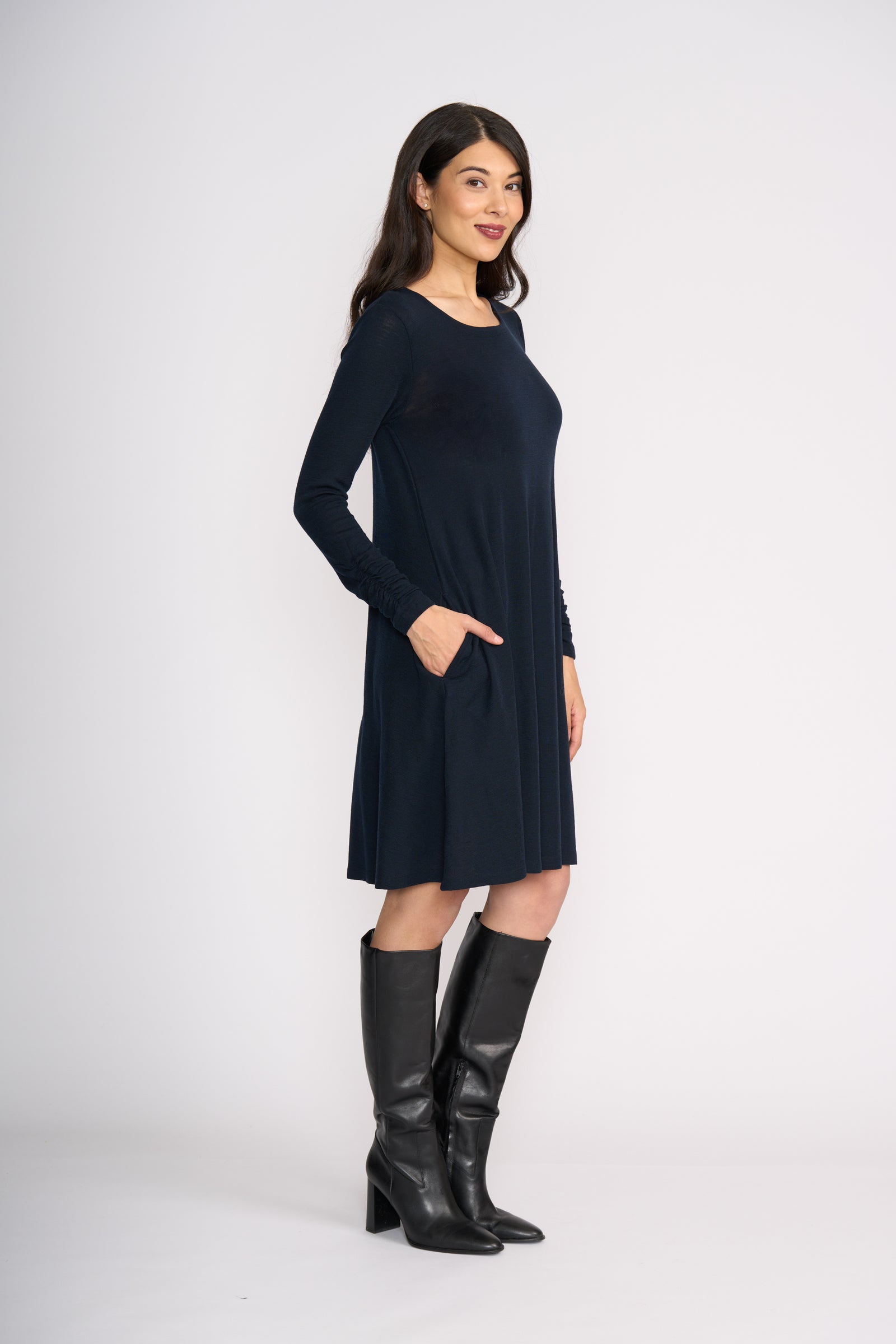 Foil Delightful Dress in True Navy