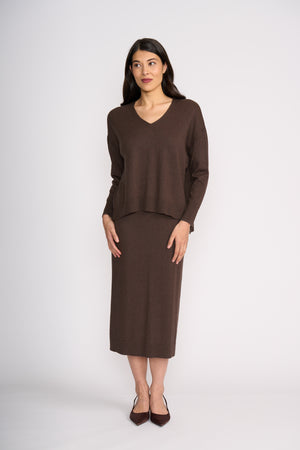 Foil Set Play V Sweater in Cocoa