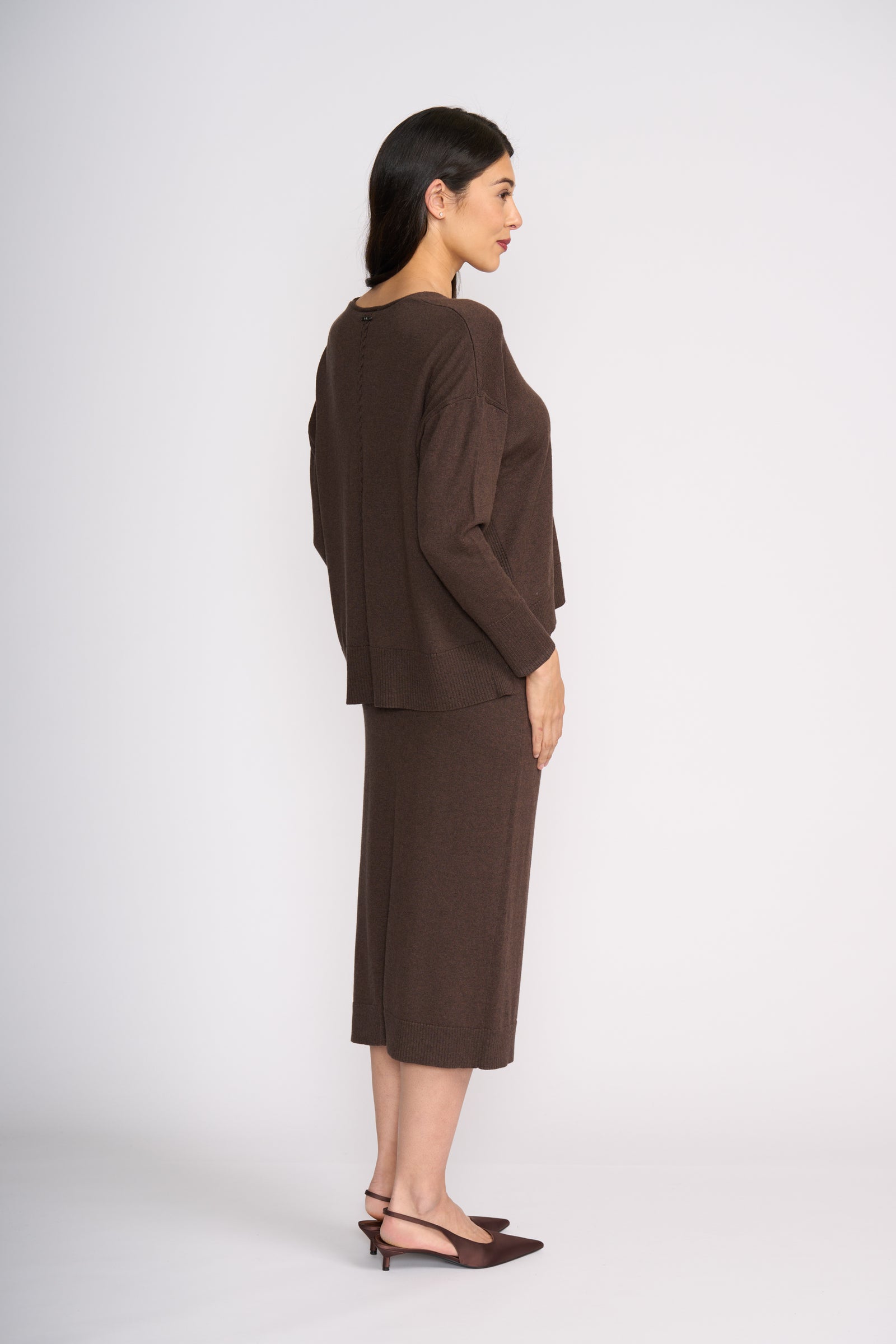 Foil Set Play V Sweater in Cocoa