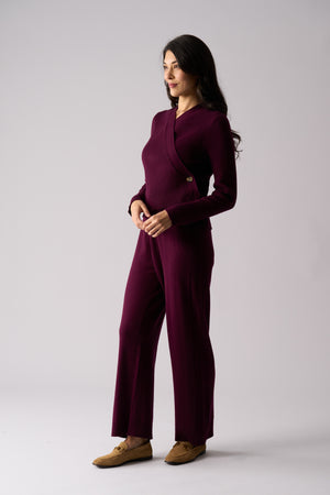 Foil Set Play Wrap Cardi in Cherry Lacquer