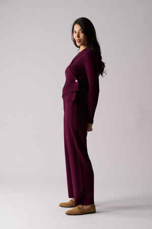 Foil Set Play Wrap Cardi in Cherry Lacquer