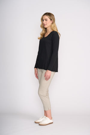 Foil Fuss Free Taper Capri Trapeze Pant in Light Khaki