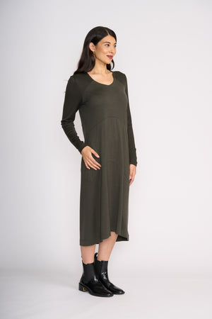 Foil Upper Cut Dress in Olive