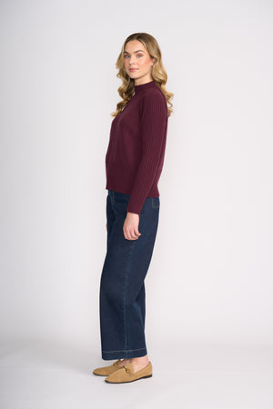 Foil Tread Carefully Sweater in Black Cherry