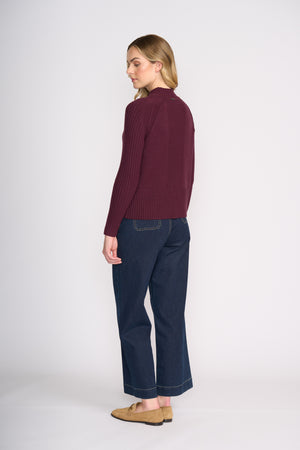 Foil Tread Carefully Sweater in Black Cherry