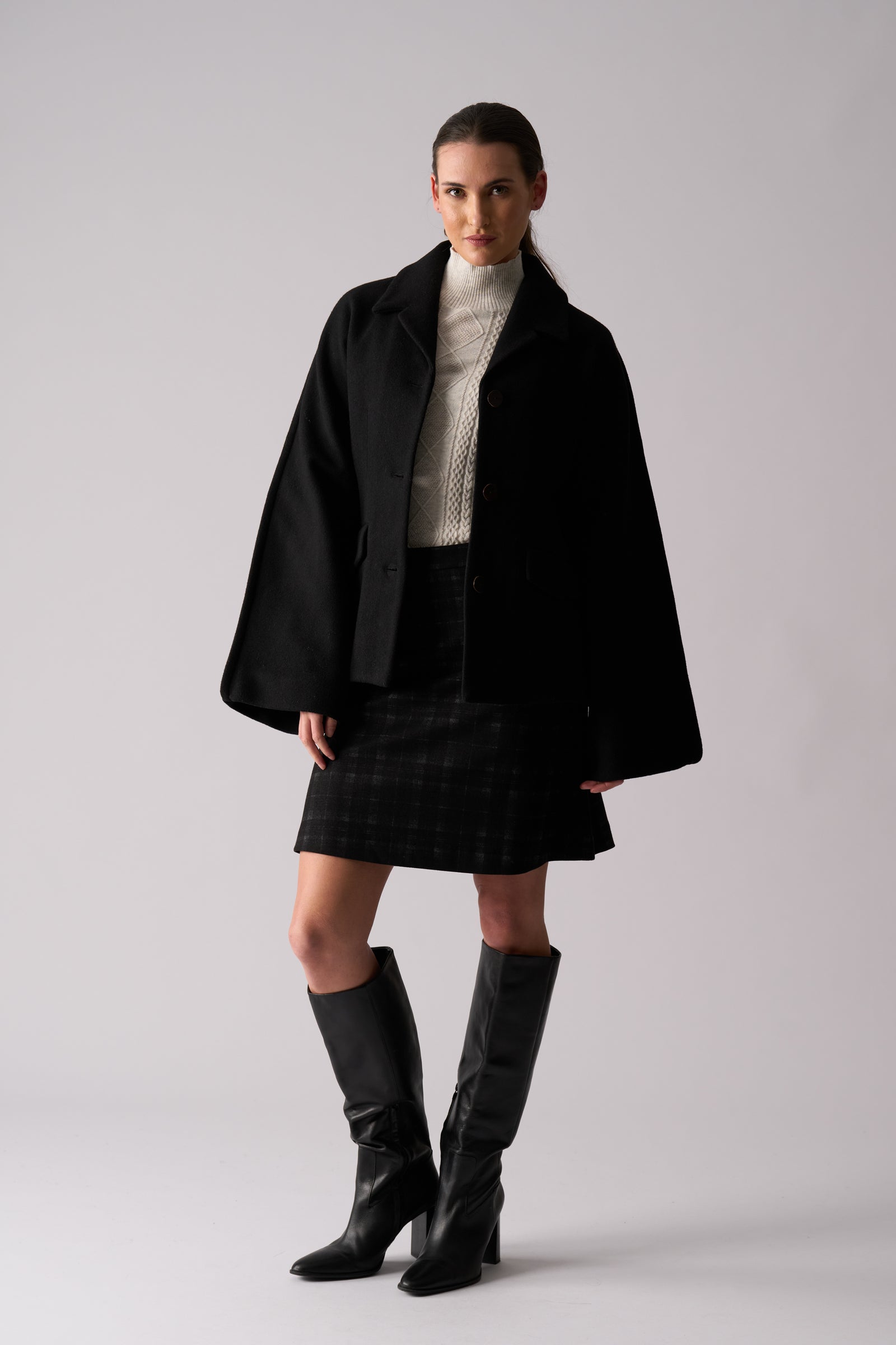 Foil Break Through Coat in Black