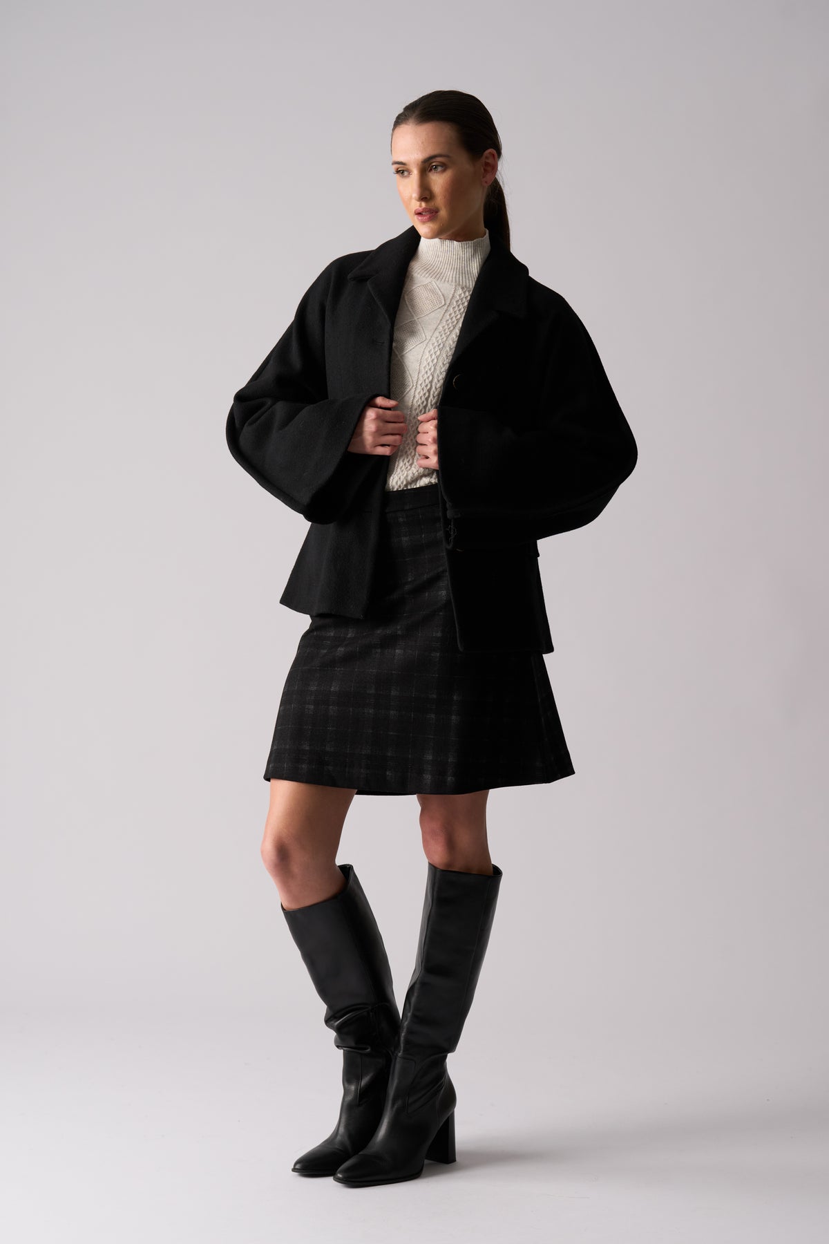 Foil Break Through Coat in Black