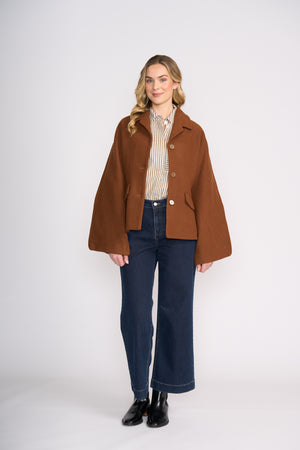 Foil Break Through Coat in Caramel