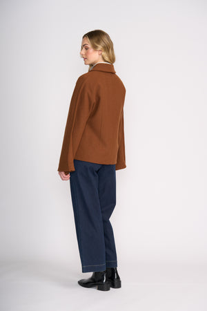 Foil Break Through Coat in Caramel