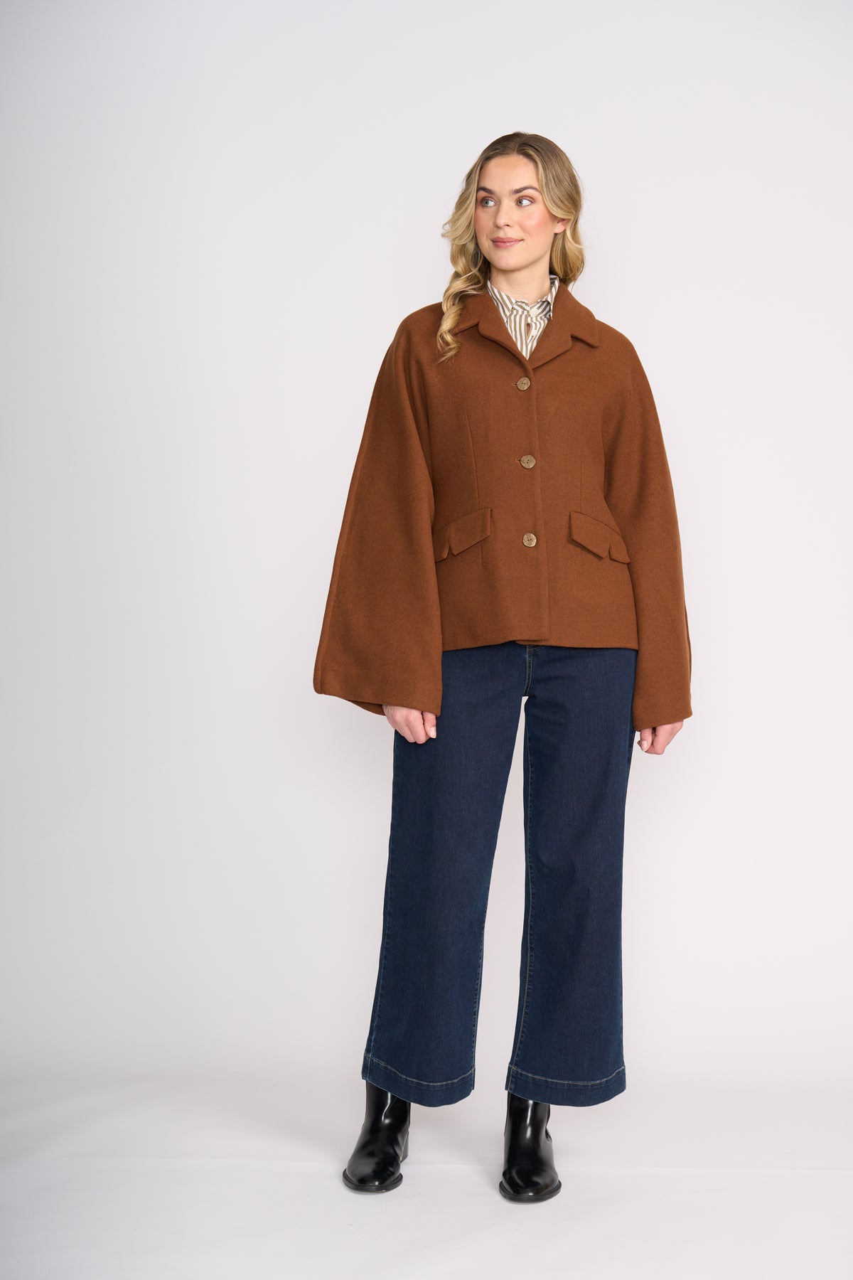 Foil Break Through Coat in Caramel
