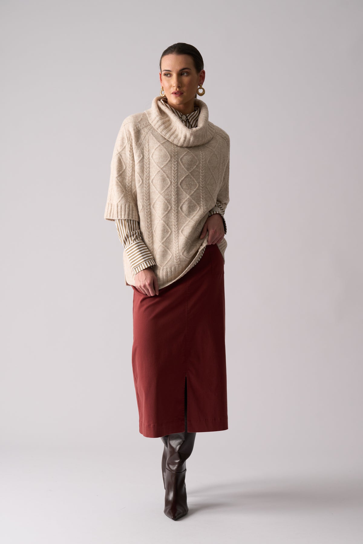 Foil Suave Operator Skirt in Russett