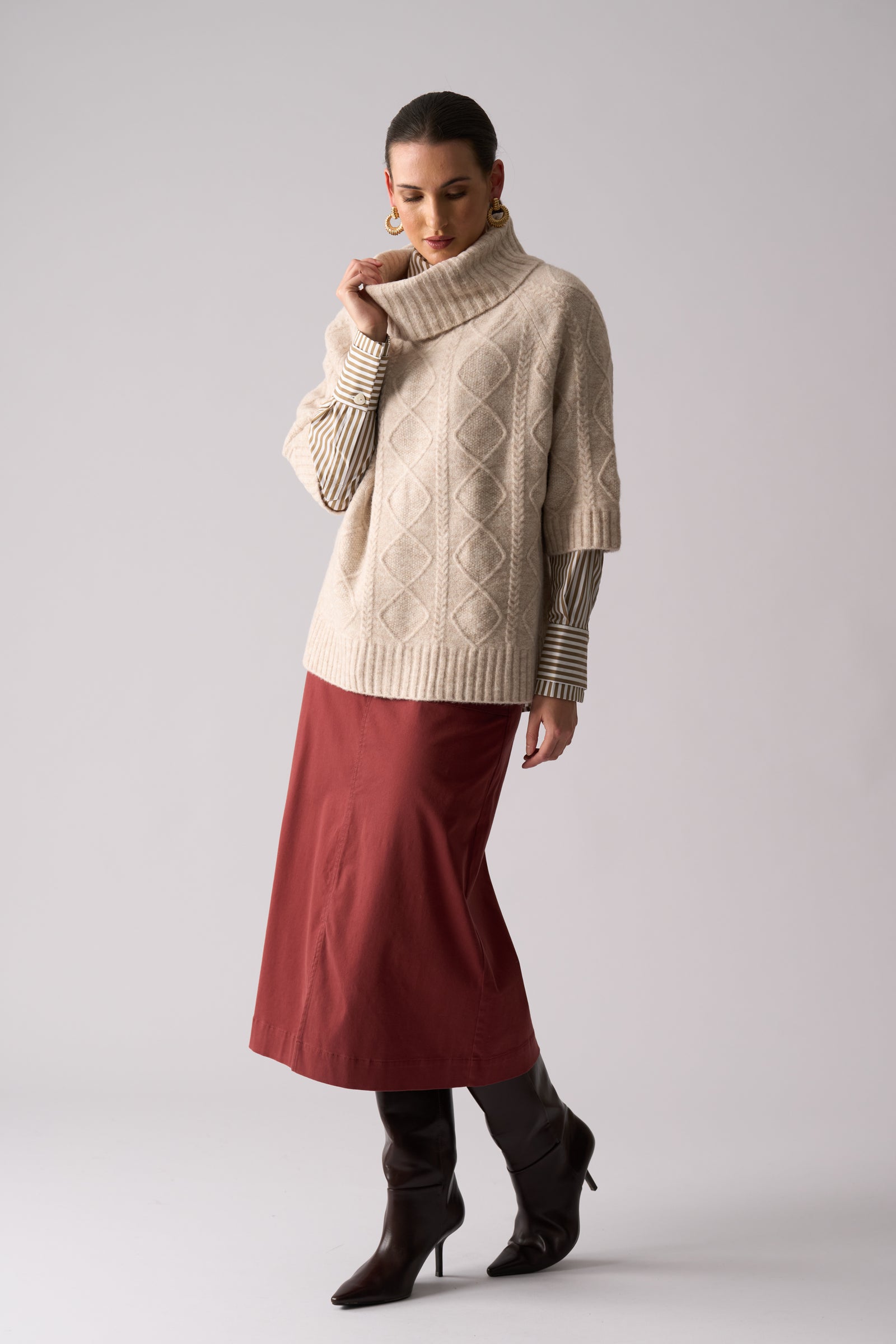 Foil Suave Operator Skirt in Russett