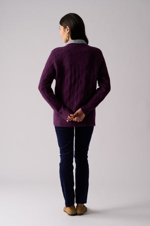 Foil Gauge Your Interest Sweater in Plumberry
