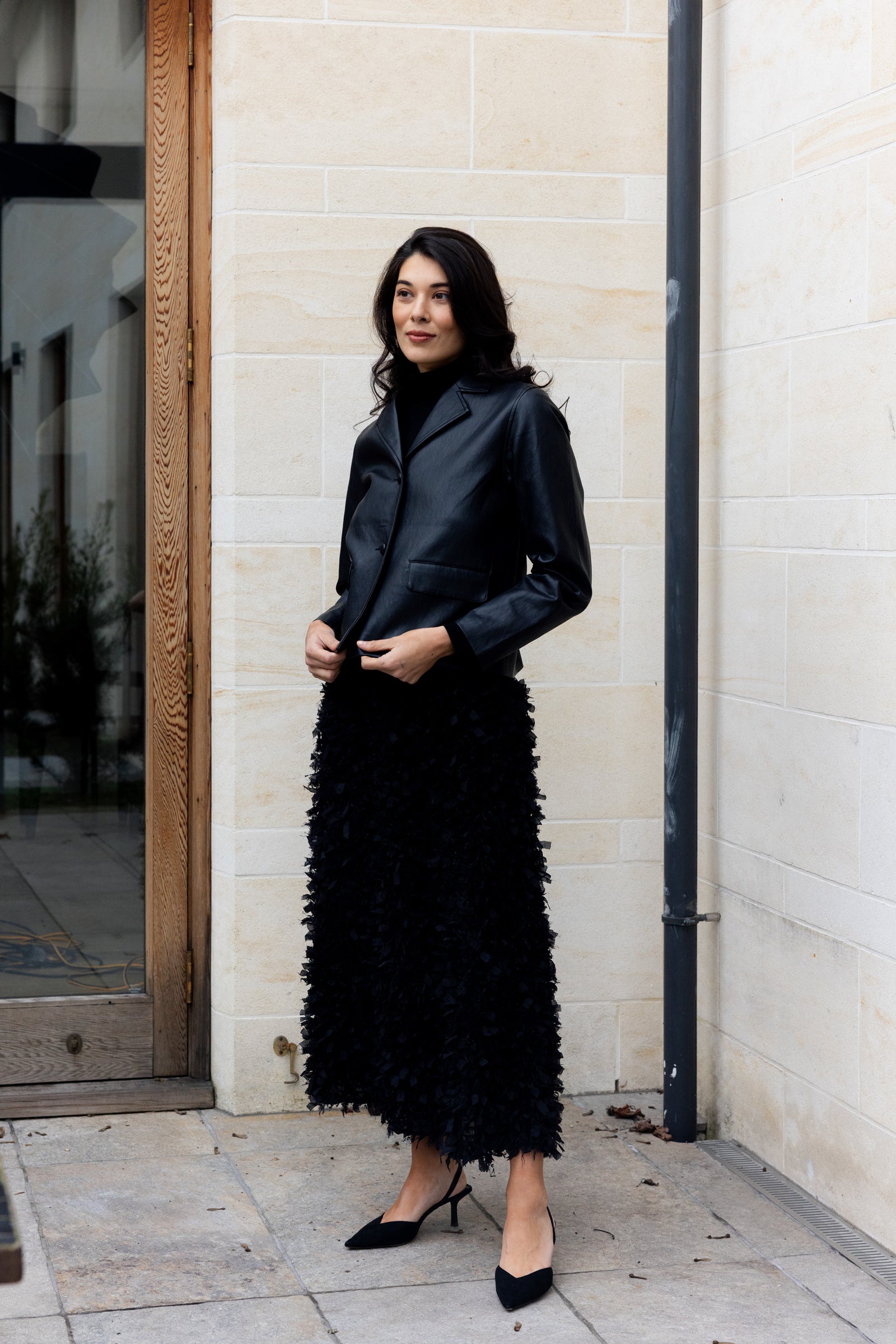 Foil Faux Real Jacket in Black