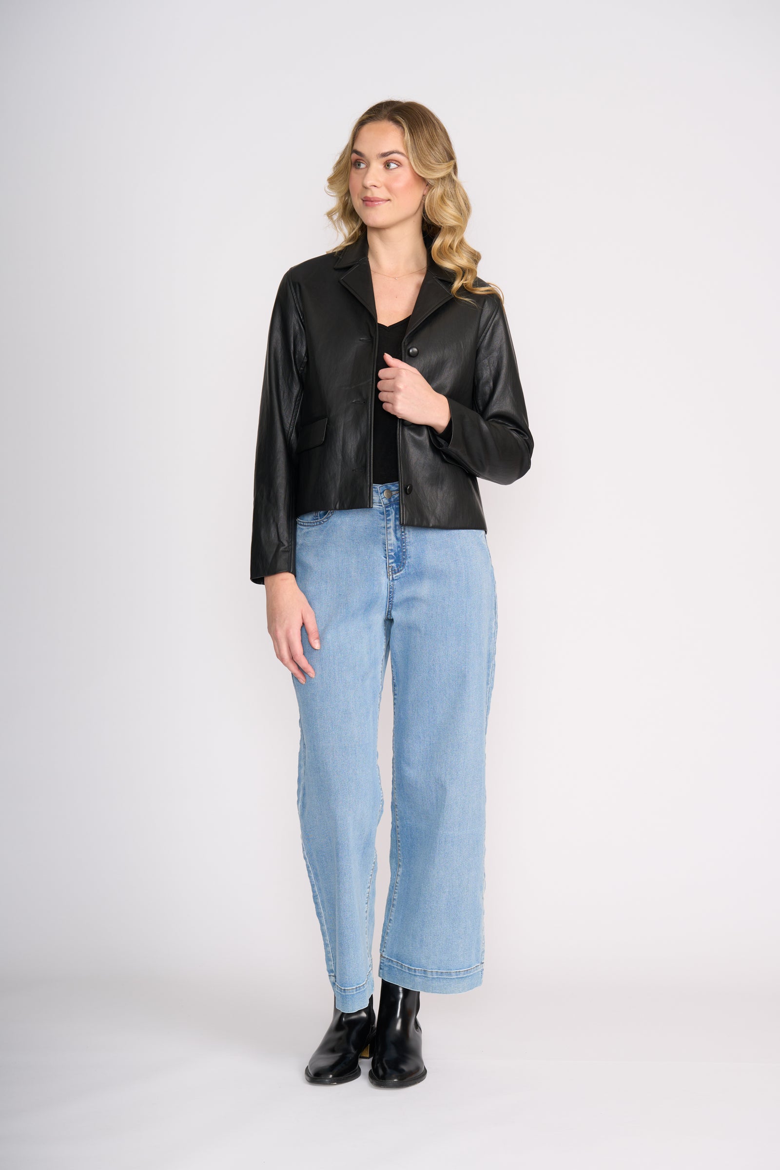 Foil Faux Real Jacket in Black