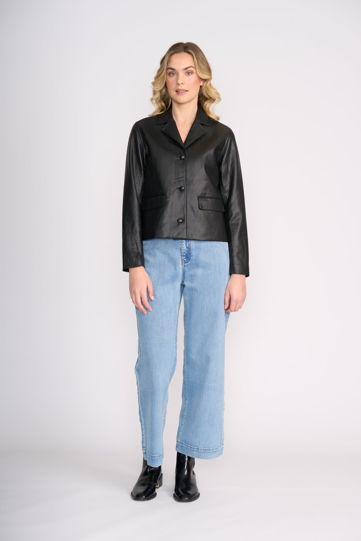 Foil Faux Real Jacket in Black