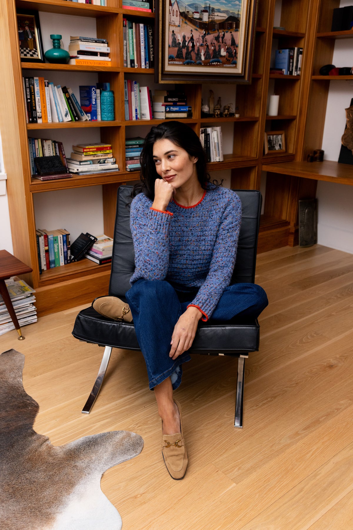 Foil Olives Jean in Indigo