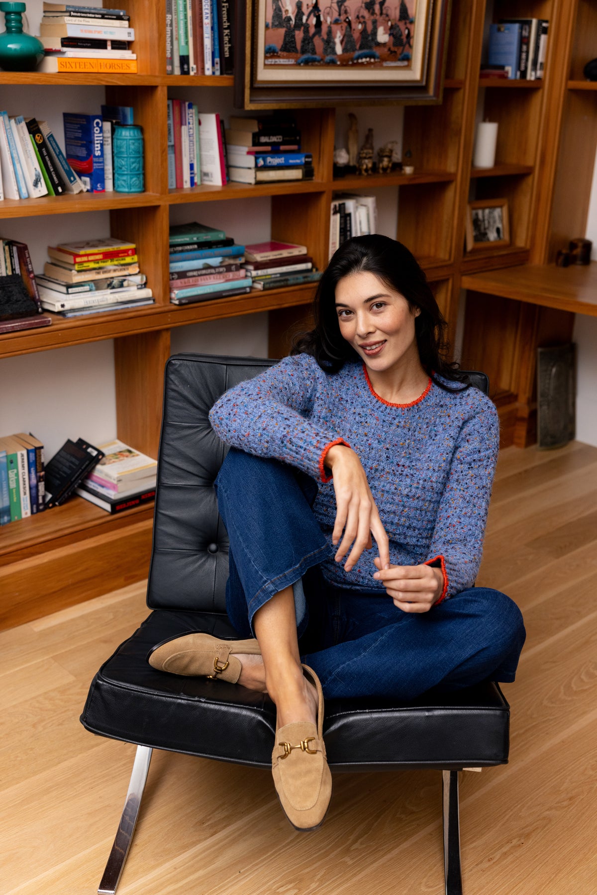 Foil Olives Jean in Indigo