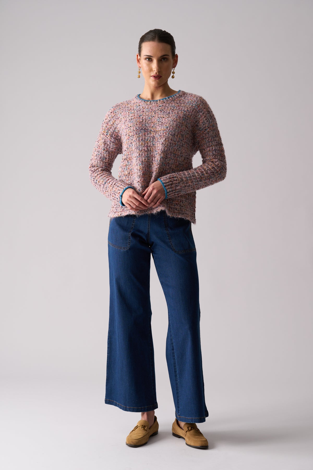 Foil Tip Of Greatness Sweater in Powder Pink