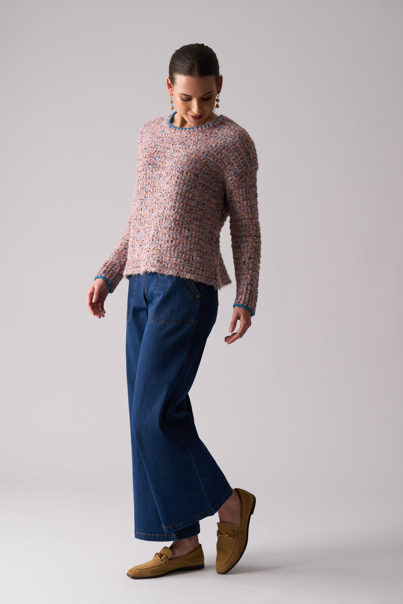 Foil Tip Of Greatness Sweater in Powder Pink