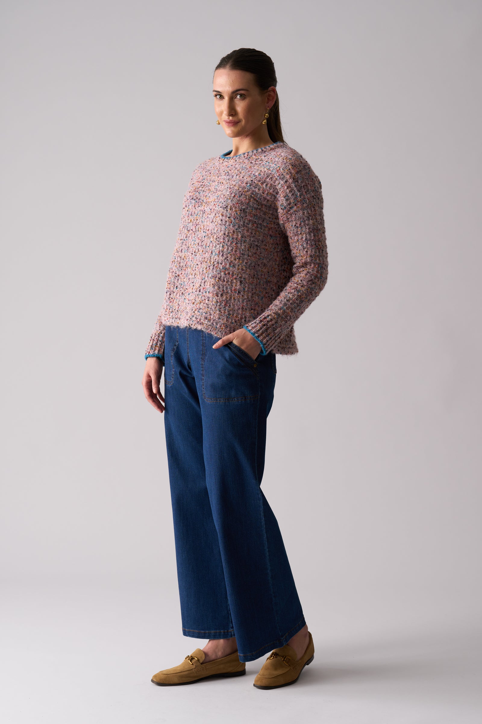 Foil Tip Of Greatness Sweater in Powder Pink