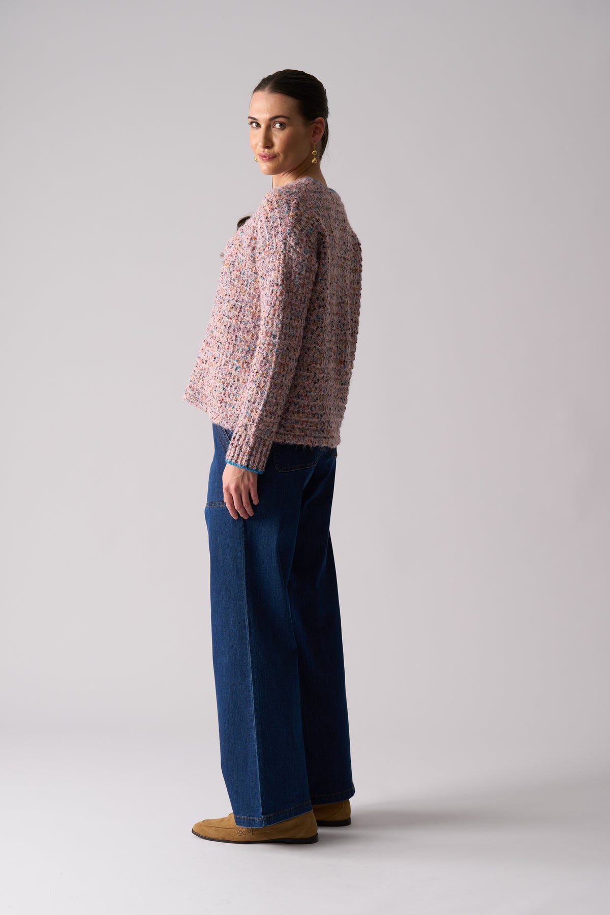 Foil Tip Of Greatness Sweater in Powder Pink