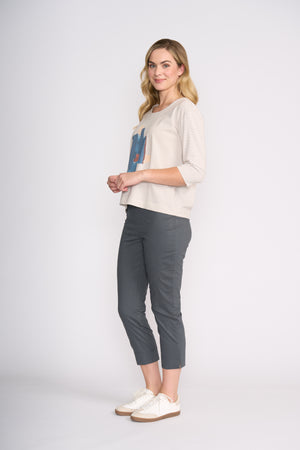 Foil Fuss Free Taper Trapeze Capri Pant in Iron