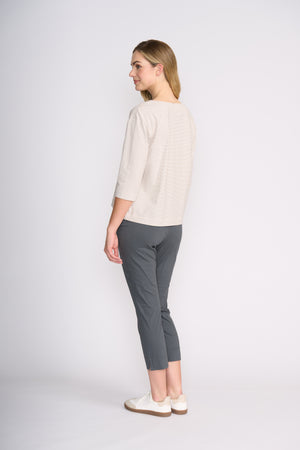 Foil Fuss Free Taper Trapeze Capri Pant in Iron