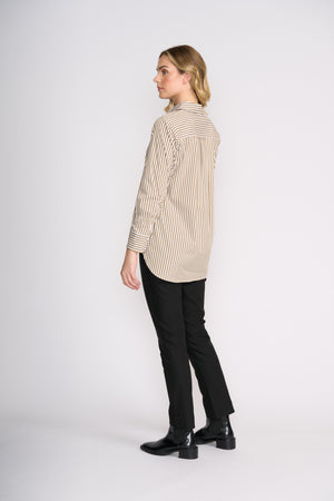 Foil Push Up Shirt in Taupe Wide Stripe