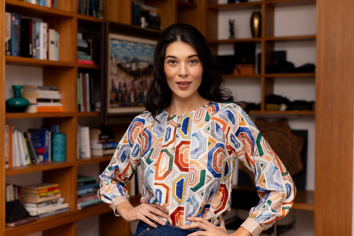 Foil Razzle Dazzle Blouse in Geologic