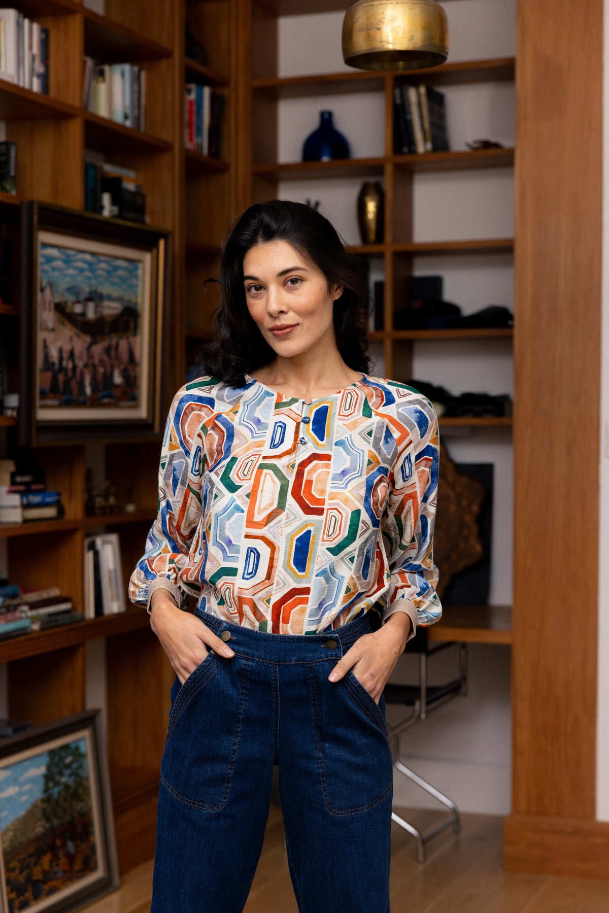 Foil Razzle Dazzle Blouse in Geologic