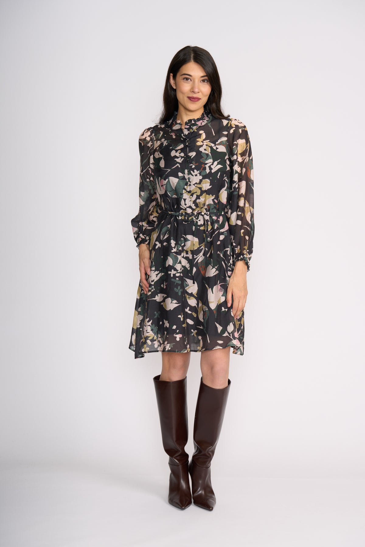 Foil Cute Pair Dress in Shadow Leaf