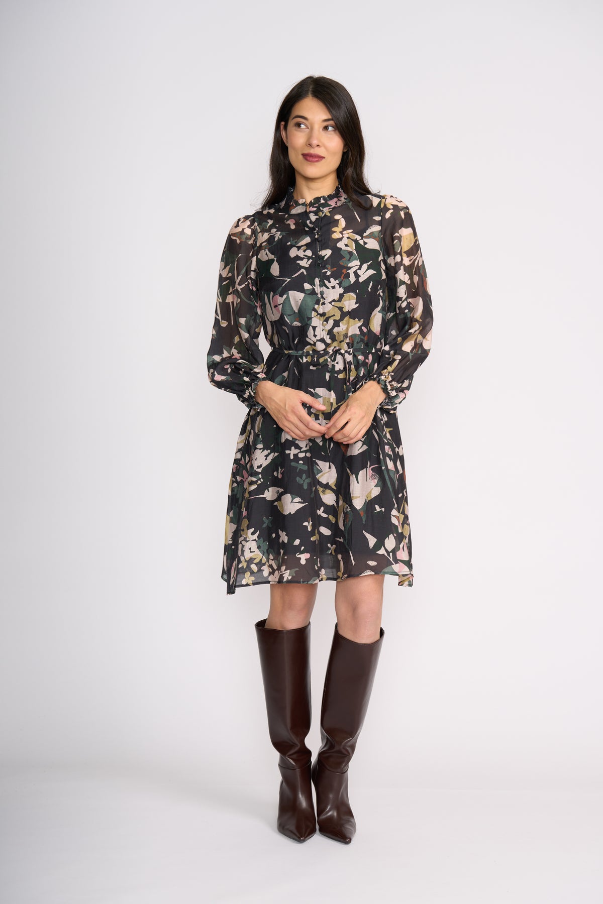 Foil Cute Pair Dress in Shadow Leaf