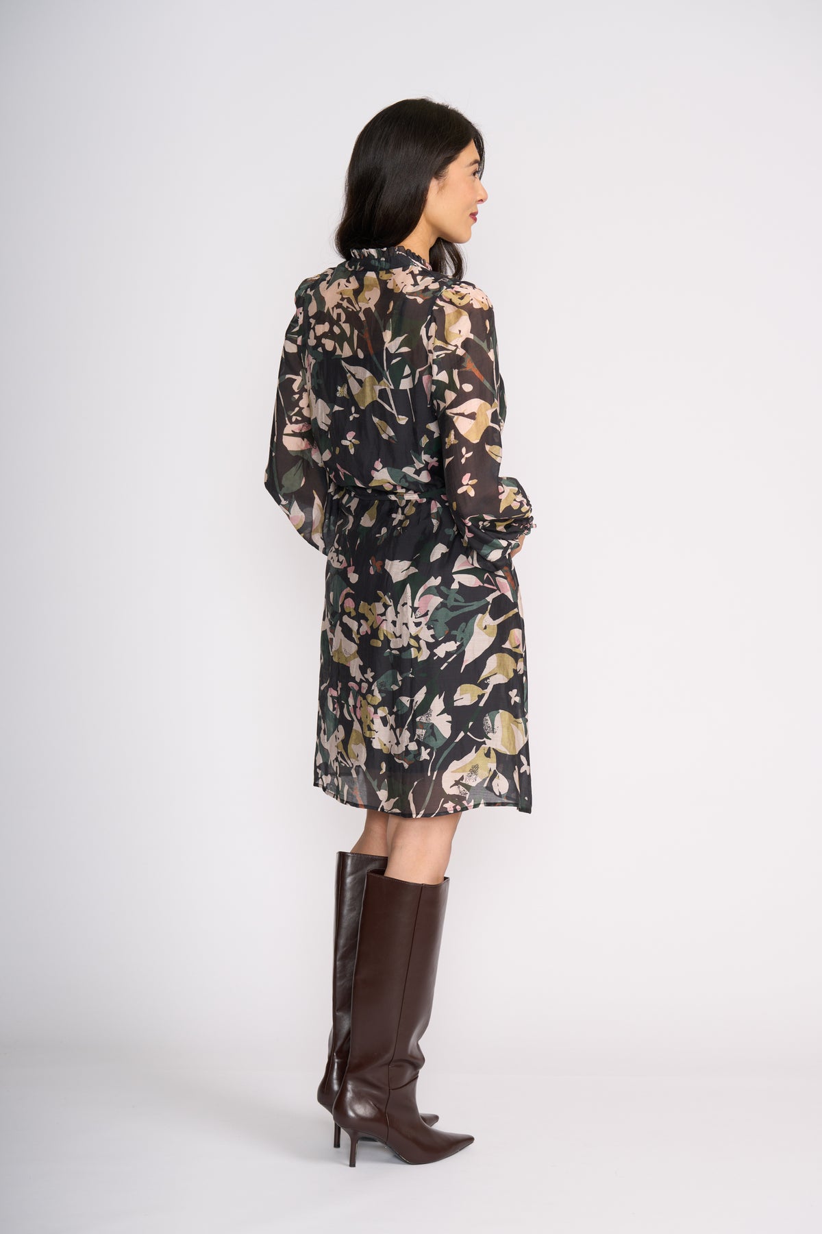 Foil Cute Pair Dress in Shadow Leaf