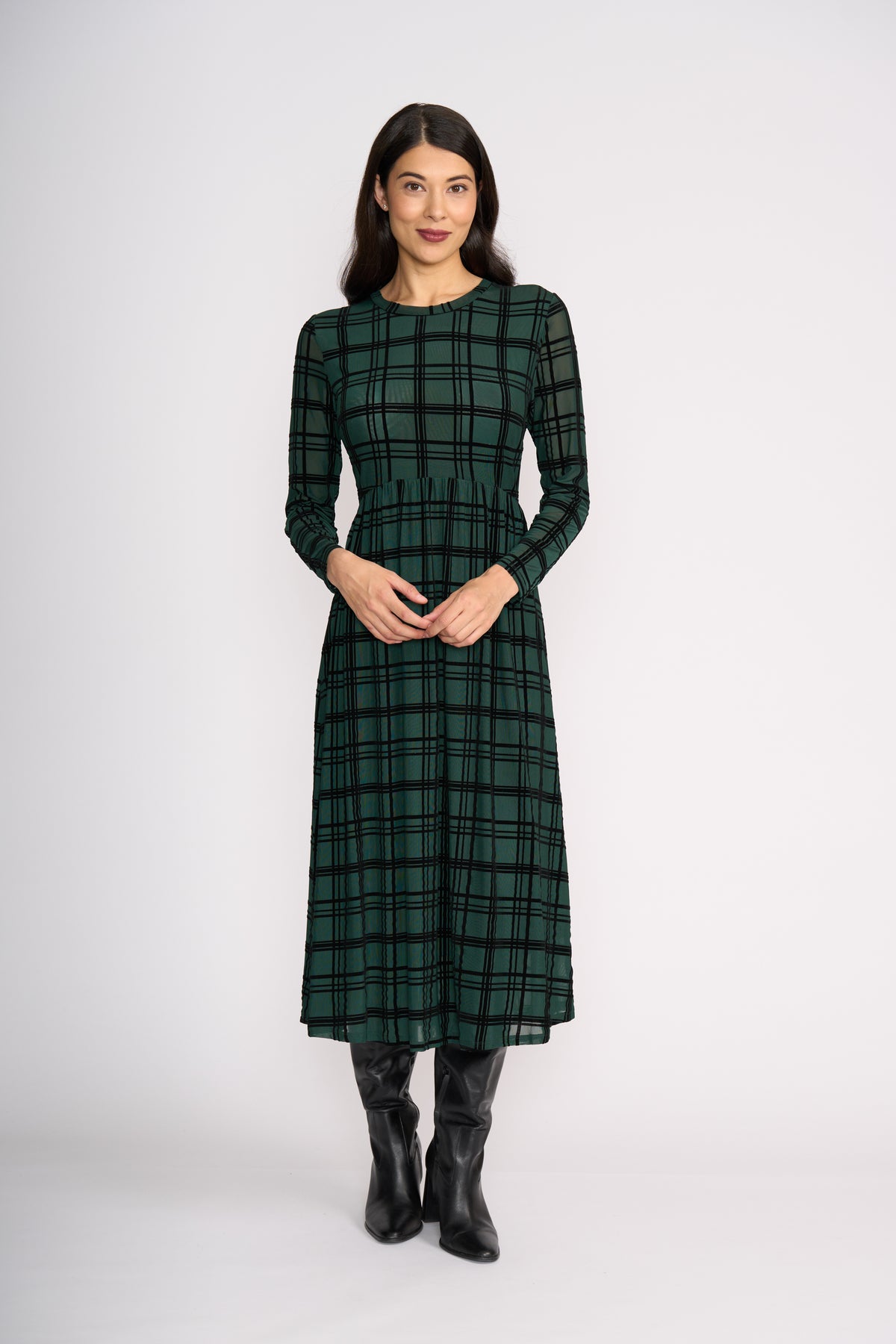 Foil Flock Yeah Dress in Bottle Check