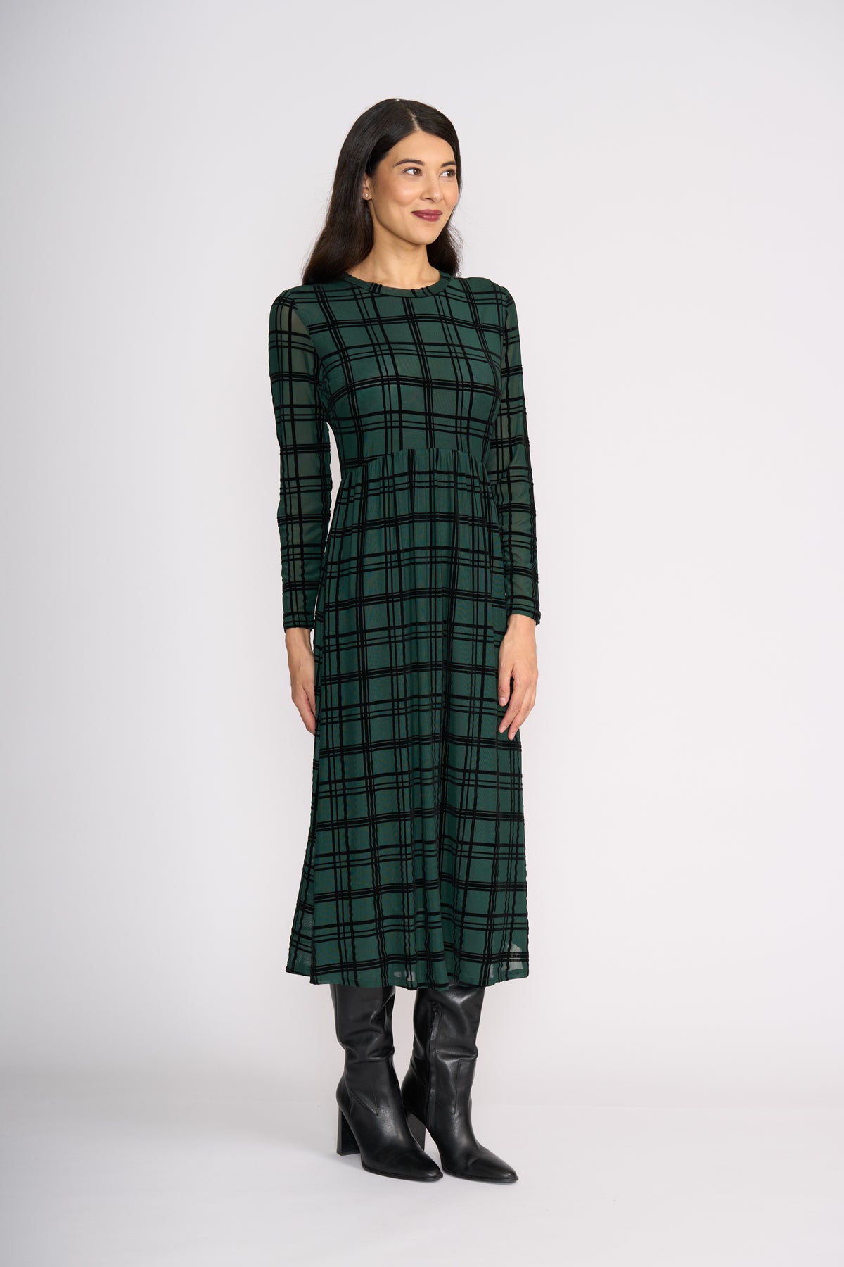 Foil Flock Yeah Dress in Bottle Check