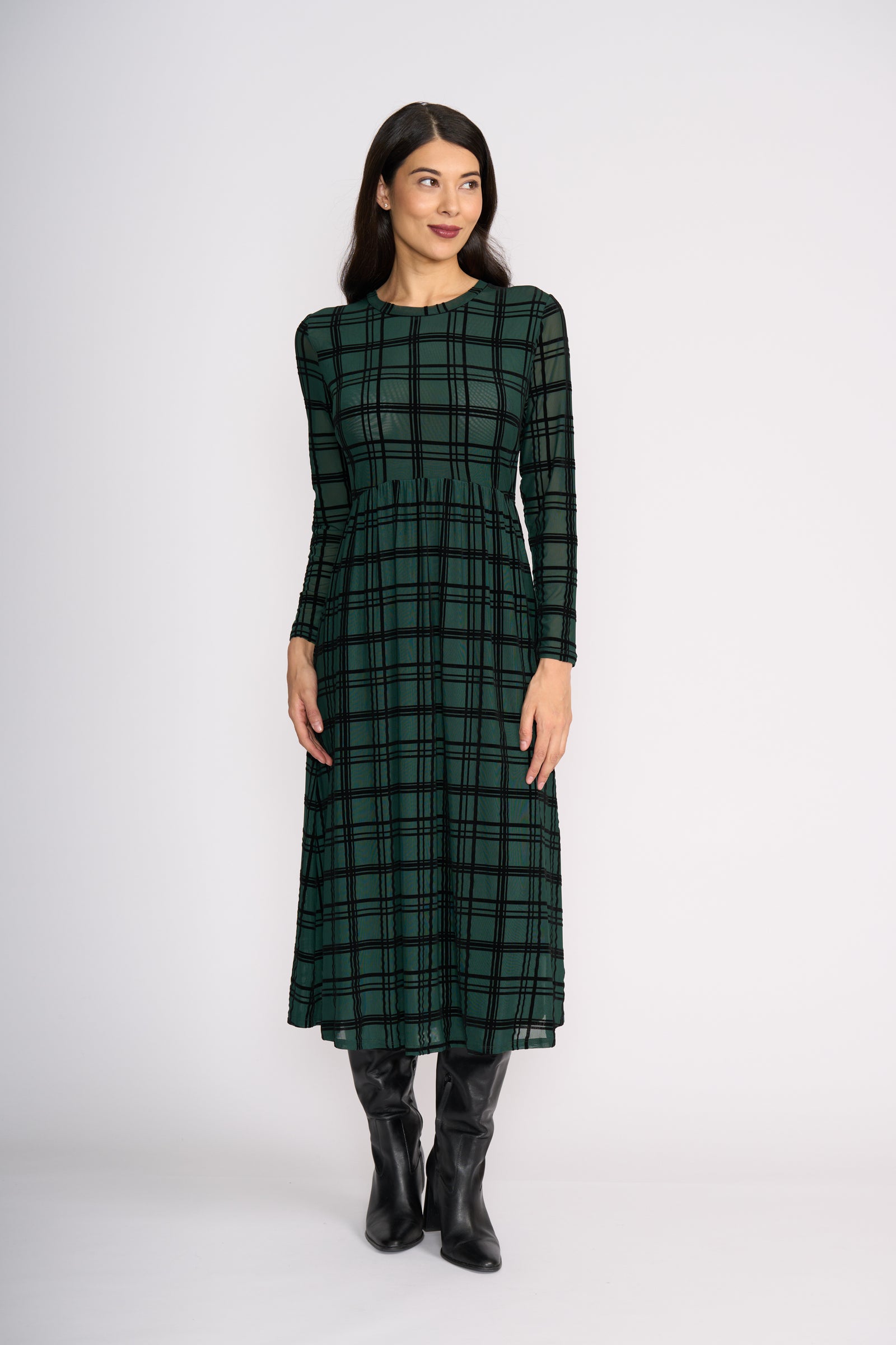 Foil Flock Yeah Dress in Bottle Check