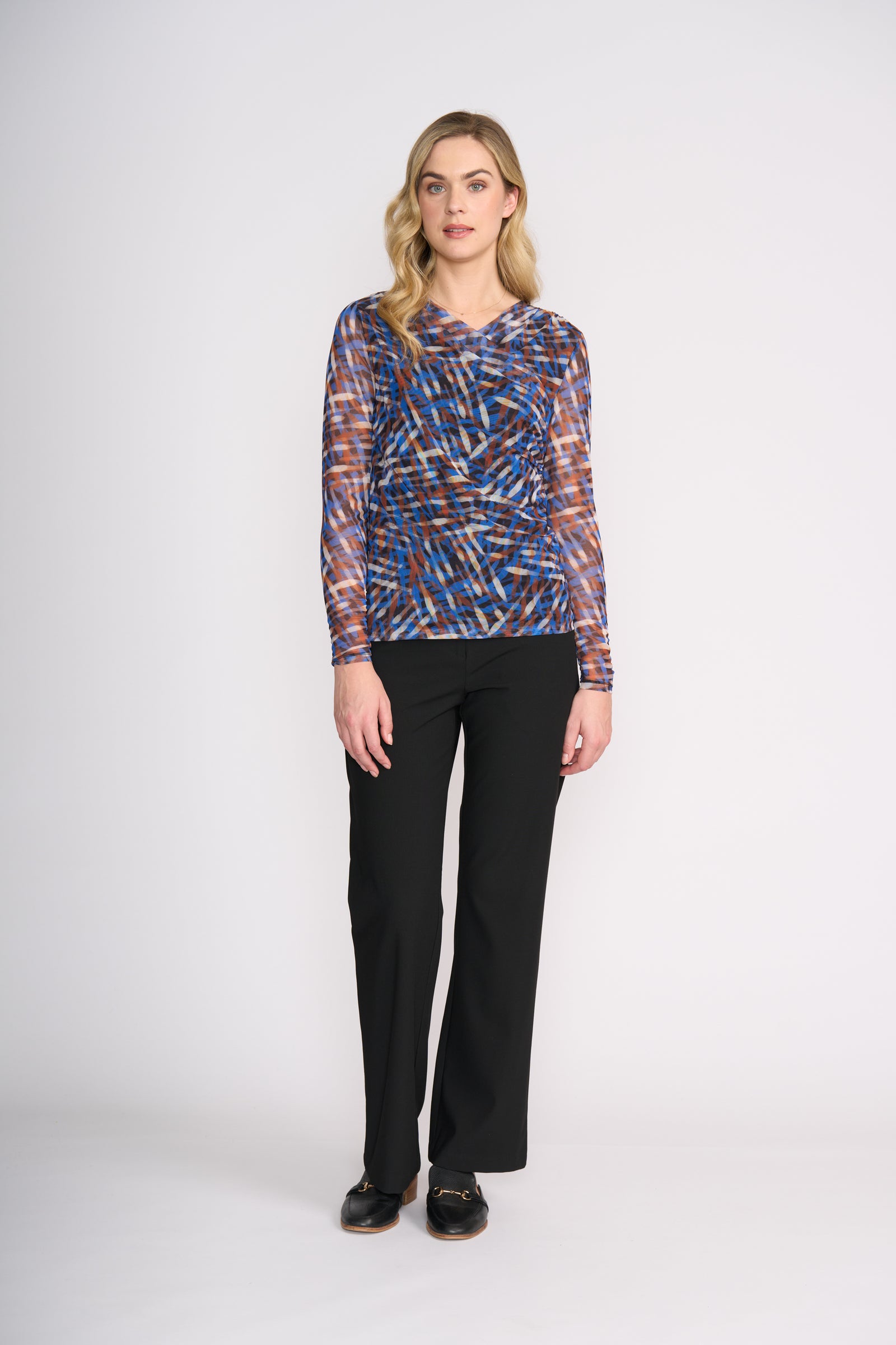 Foil Sheer Fun Wrap Top in Elemental