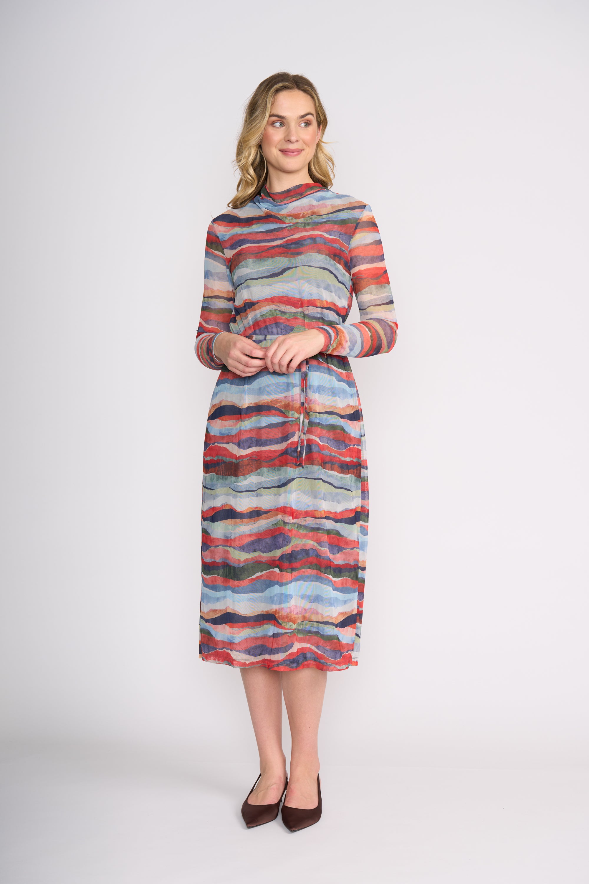Foil Sheer Fun Dress in Terrain