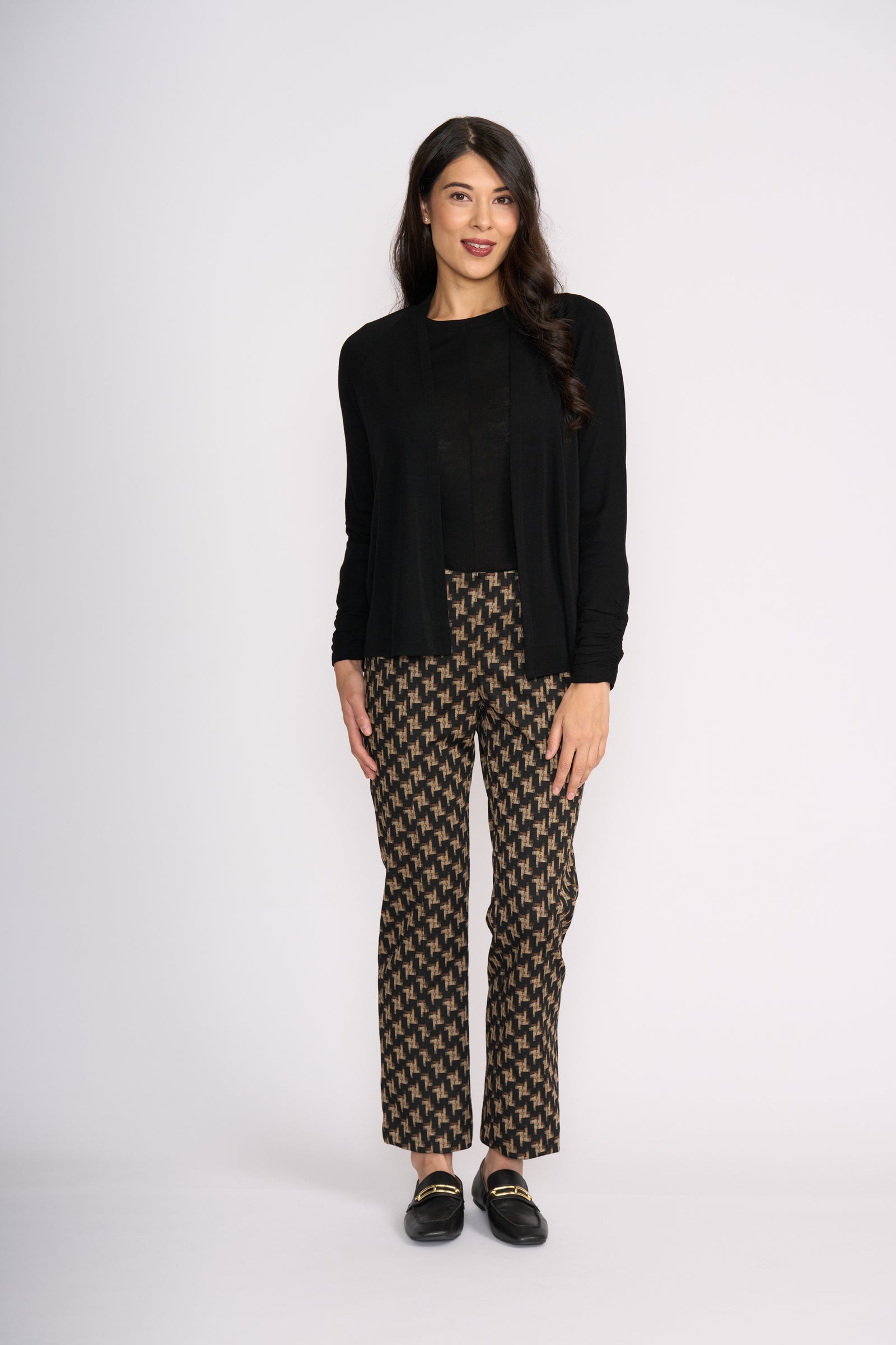 Foil High Tied Cardi in Black