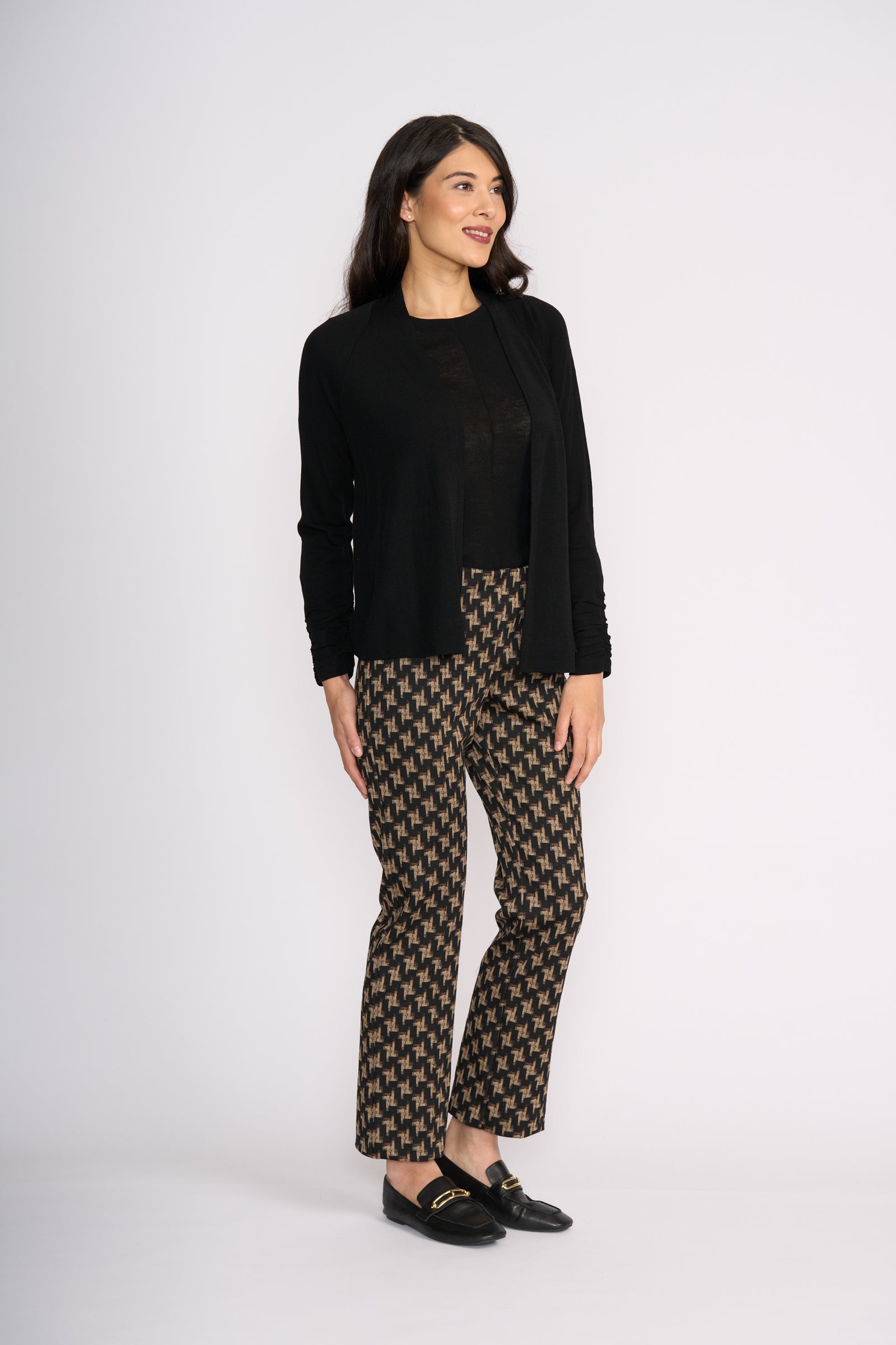 Foil High Tied Cardi in Black