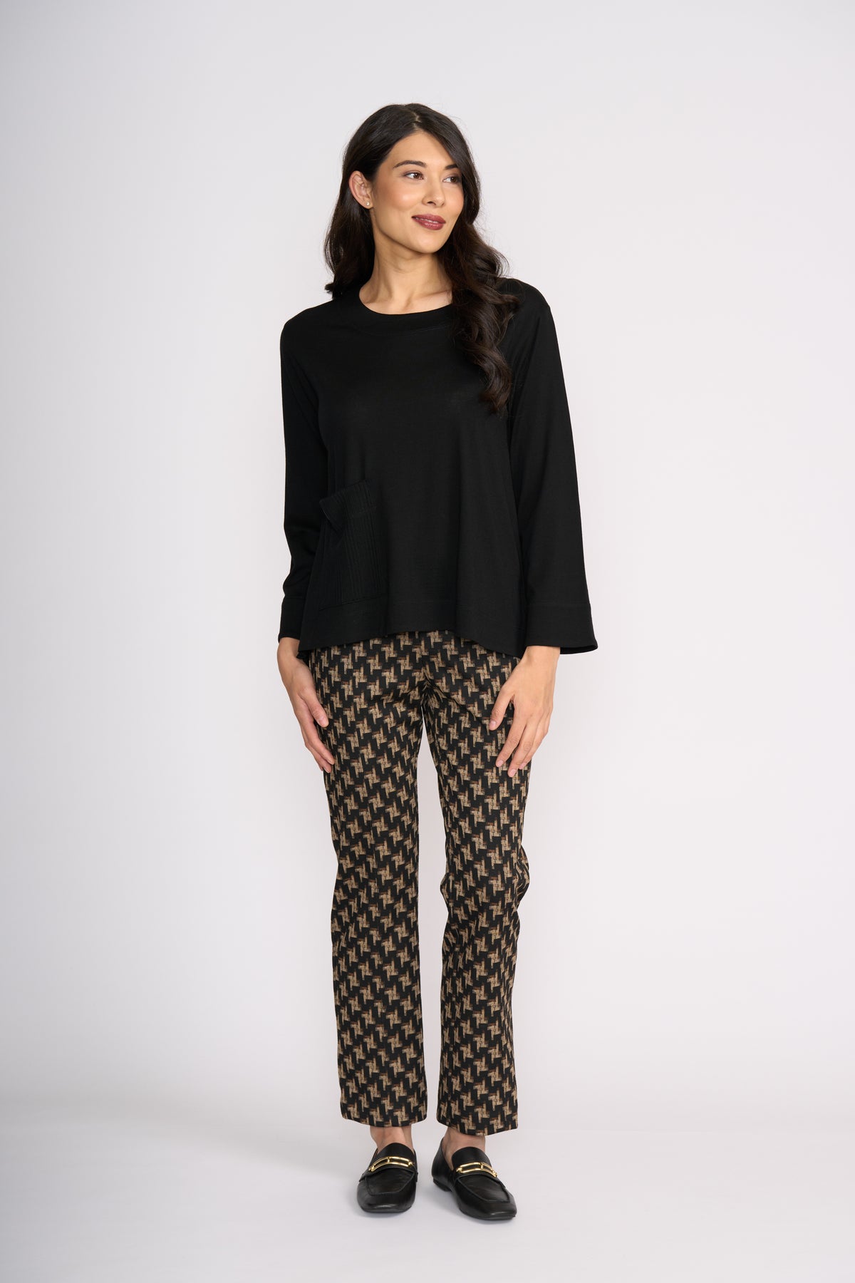 Foil Secret Agent Top in Black