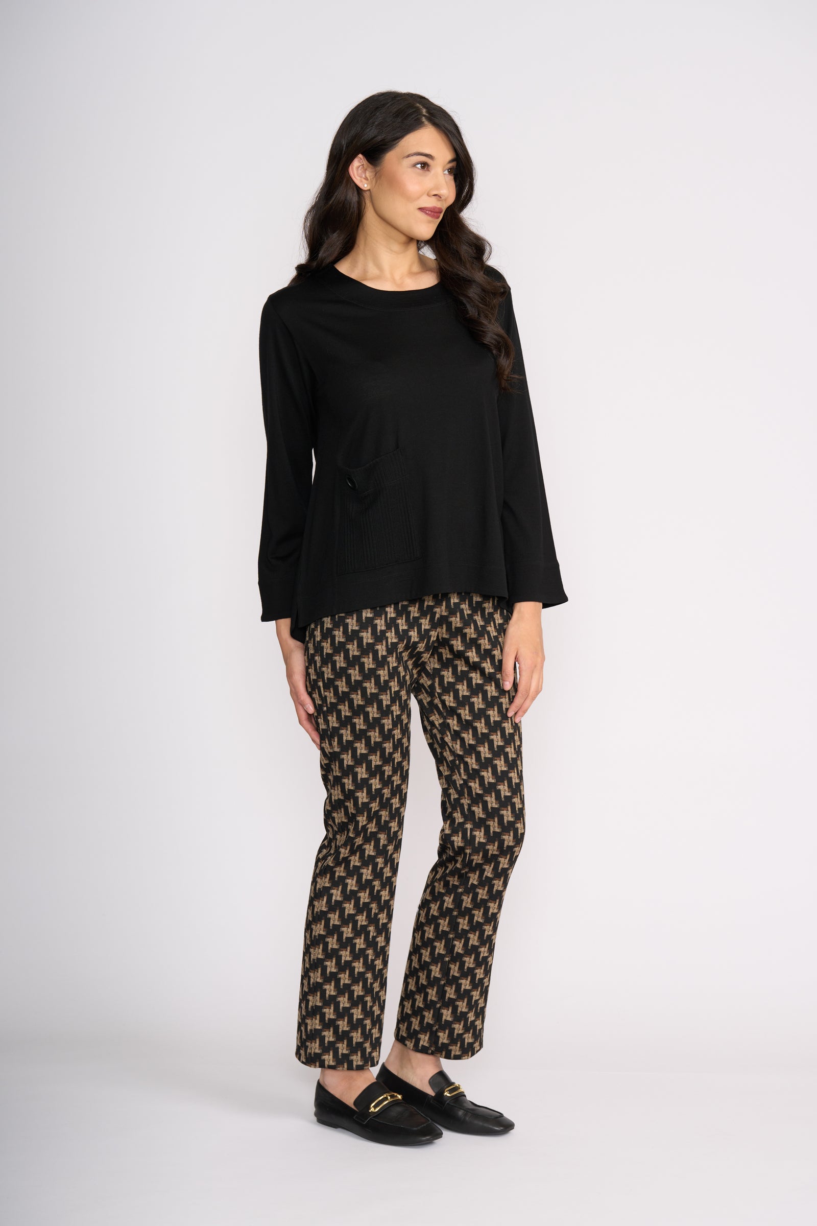 Foil Secret Agent Top in Black