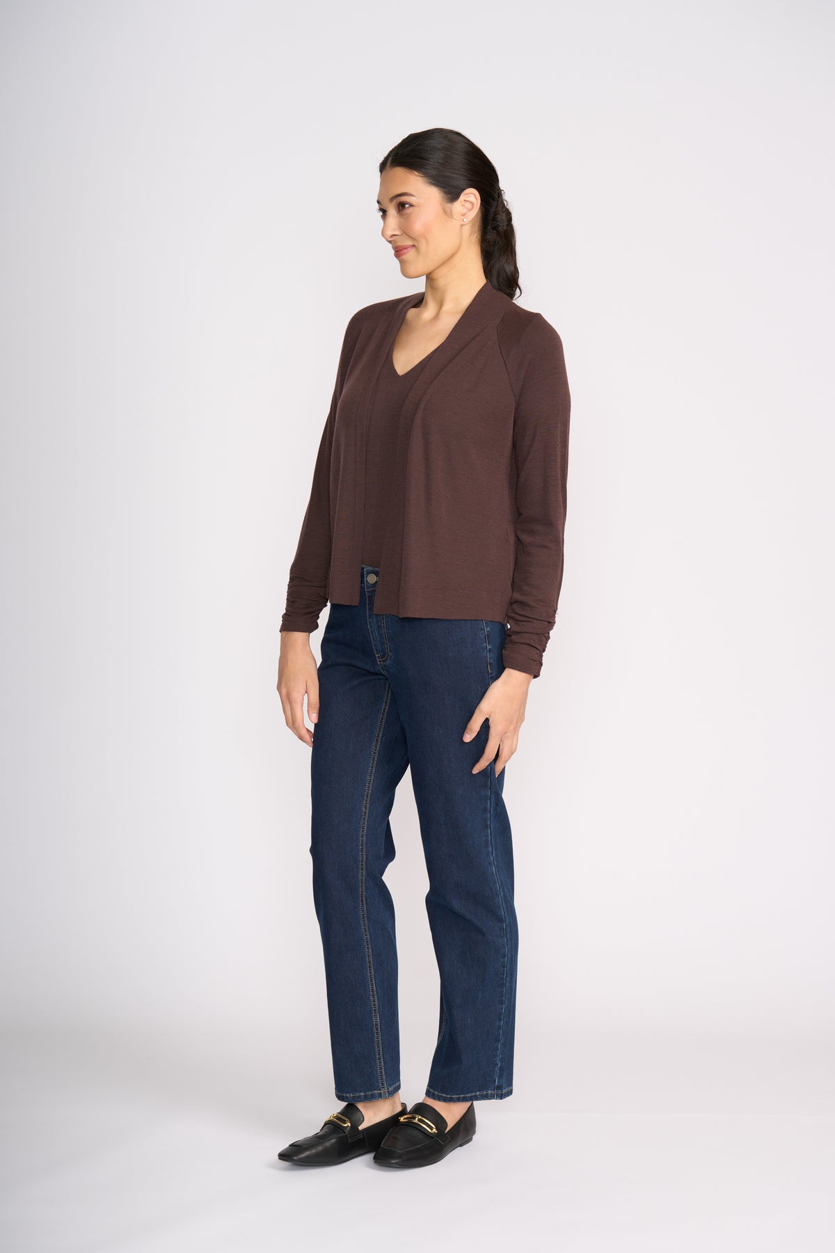 Foil High Tied Cardi in Ristretto