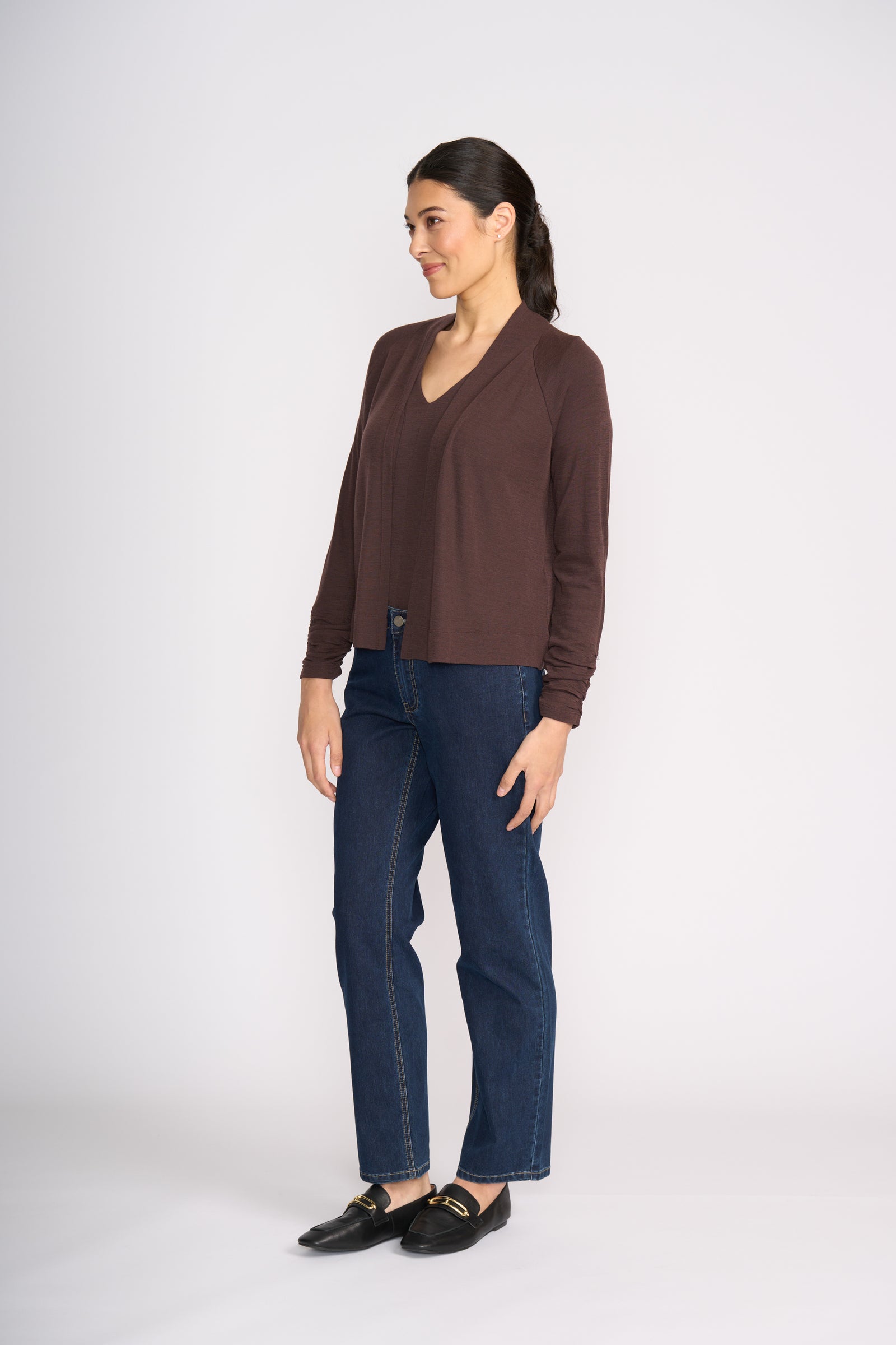 Foil High Tied Cardi in Ristretto