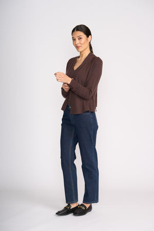 Foil High Tied Cardi in Ristretto