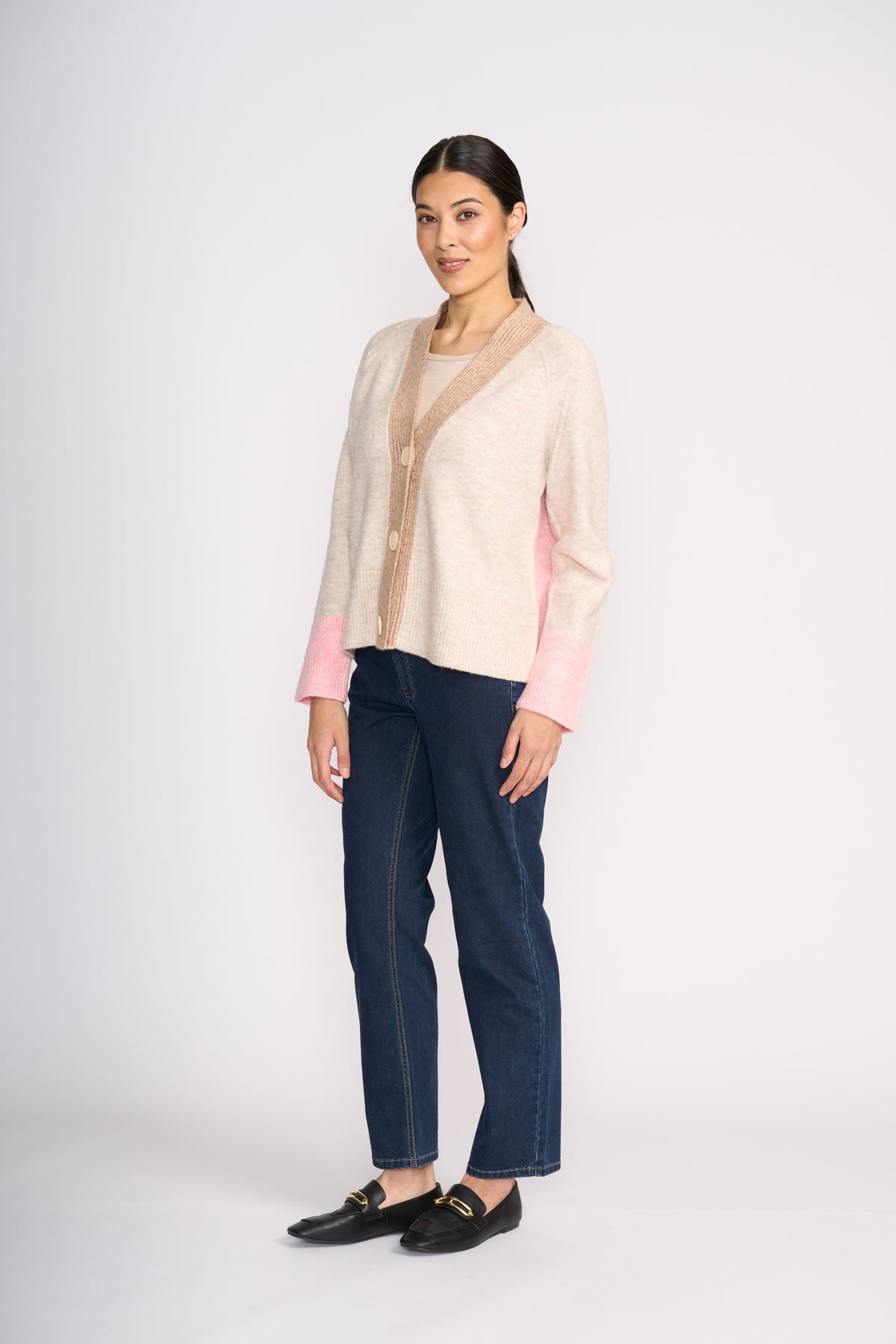 Foil Plush Love Cardi in Pink Combo