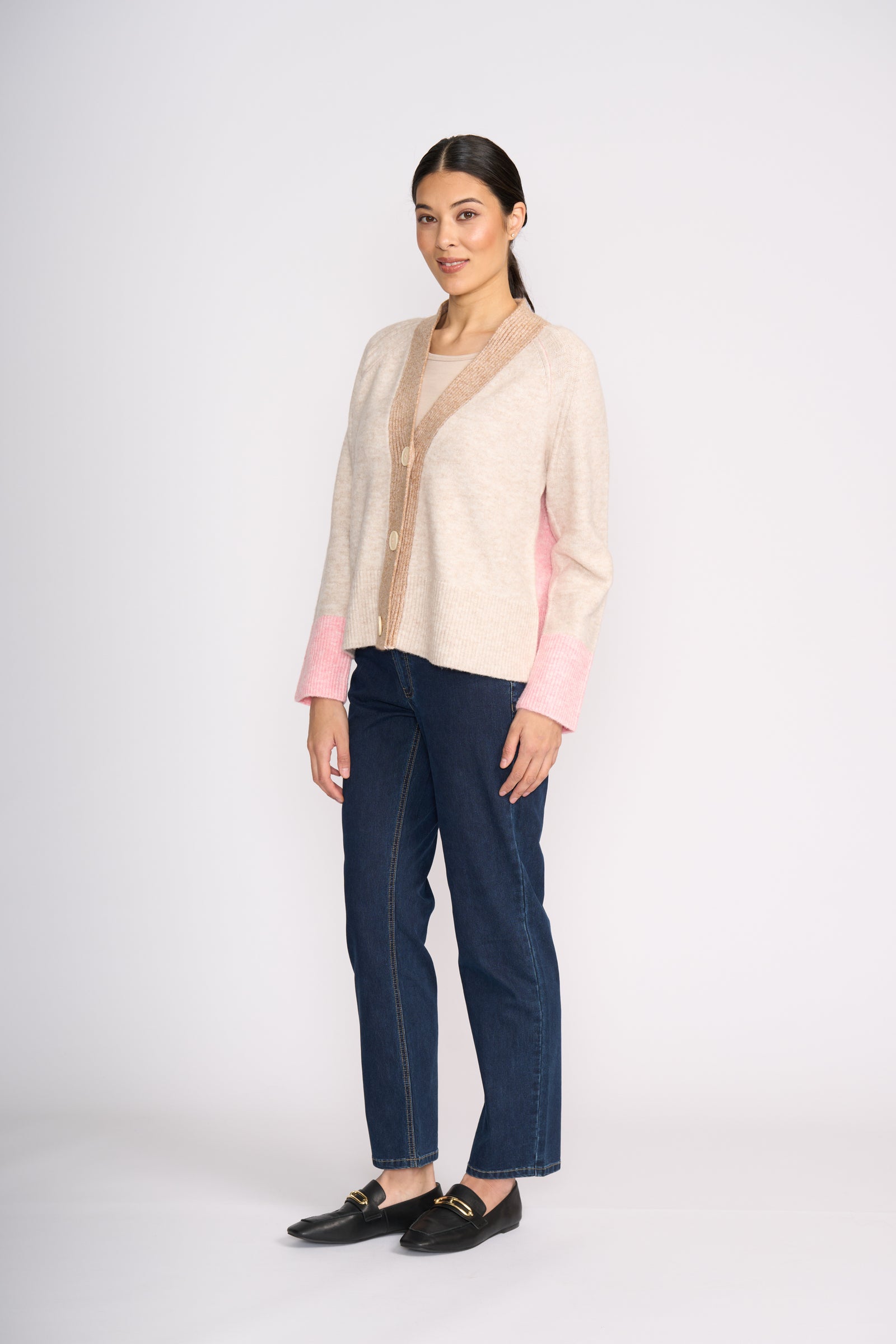 Foil Plush Love Cardi in Pink Combo