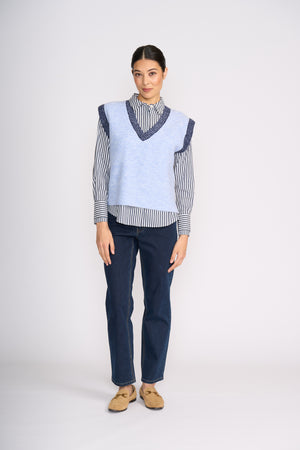Foil Plush Love Vest in Blue Combo