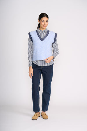 Foil Plush Love Vest in Blue Combo